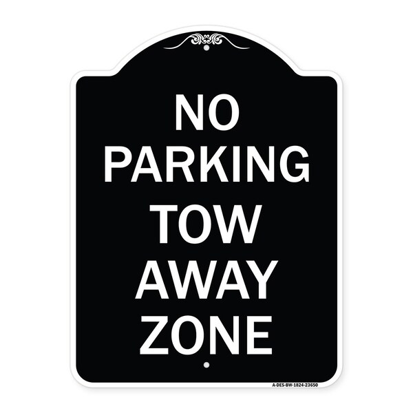 No Parking Tow Away Zone Heavy-Gauge Aluminum Architectural Sign, 24" x 18", BW-1824-23650